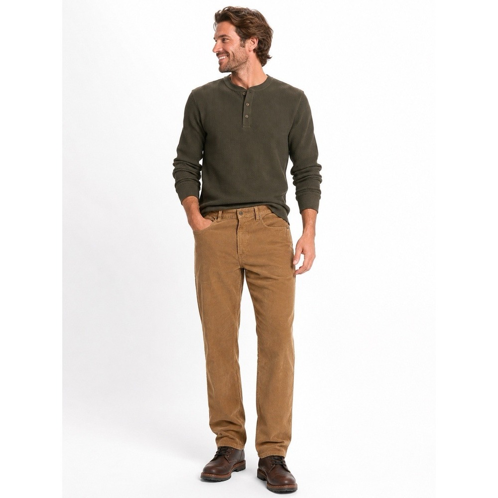 L.L.Bean Men's Corduroy Pants 35x32 Tan Brown Straight Leg Cotton Casual Classic